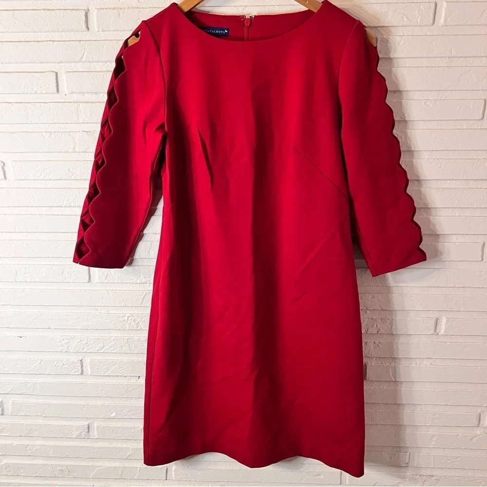 RSVP by Talbots Red Above The Knee Scalloped Sleeve Dress, Women’s Size 2 Petite